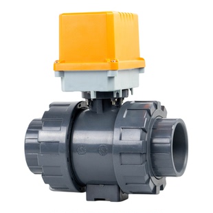 断电复位UPVC电动球阀PVC塑料球阀活接24V两通排水阀耐腐蚀220v