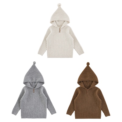 幼悠男童2025冬季新款尖尖连帽毛衣时尚慵懒百搭保暖儿童上衣冬装