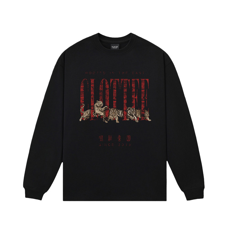 CLOTTEE by CLOT国风猛虎潮流印花t恤上衣男女秋季纯棉宽松长袖K