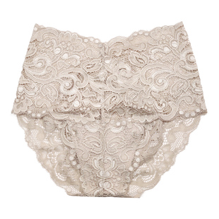 爱比娜舒适高腰内裤女蕾丝透明性感薄款提臀大码全棉裆三角裤无痕