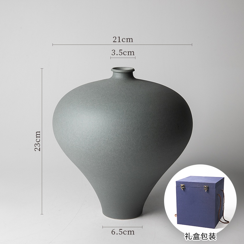 23墨蓝色的ij花器制造陶瓷花瓶禅意F中式日式插花器皿白瓷桌面摆