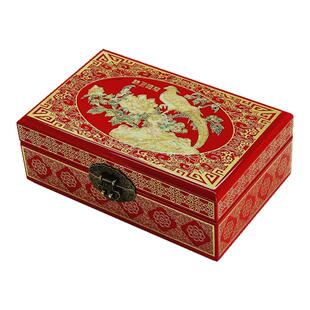 铜丝镶嵌螺钿贝壳推光漆器平遥中国风妆奁新娘结婚礼物珠宝首饰盒