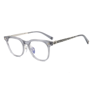 KROM HARTZ眼镜框文艺男复古国潮风龙纹腿透明灰略方框近视眼镜架