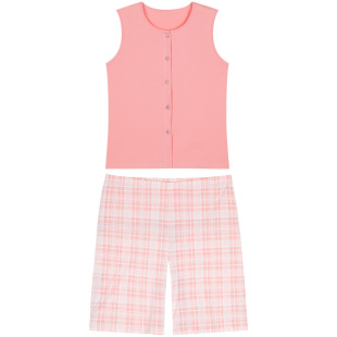 铜牛清风抗菌棉开襟背心家居女套2025春夏新款家居套装女VJ133