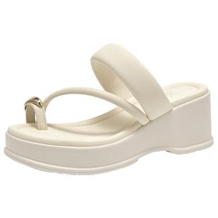 大东套趾拖鞋女鞋2025夏季新款时尚休闲坡跟高跟圆头套脚X1701