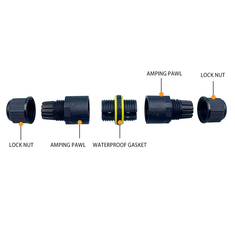 M682两芯三芯户外电缆防水接头对接式锁螺丝IP68防水连接器