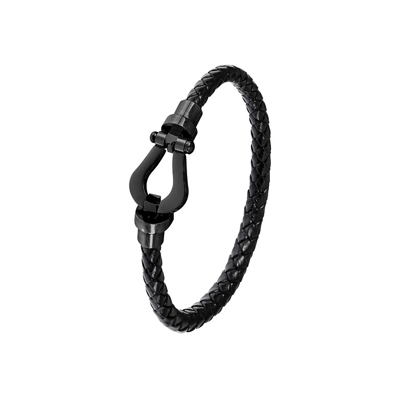 钛钢马蹄扣手链男生轻奢小众精致手绳高级感潮黑色单身嘻哈复古