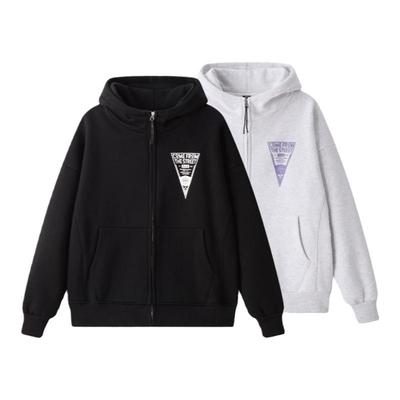 17CREW裂纹SCFT手感印花开衫卫衣350G加绒连帽宽松秋冬男女同款