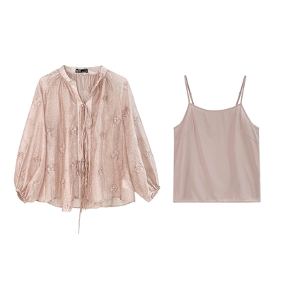 JKJS天丝珠管绣花新中式上衣