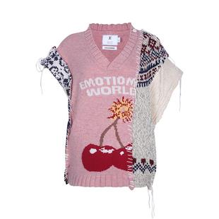 Emotional World X Discovered联名系列秋冬拼接印花V领无袖背心