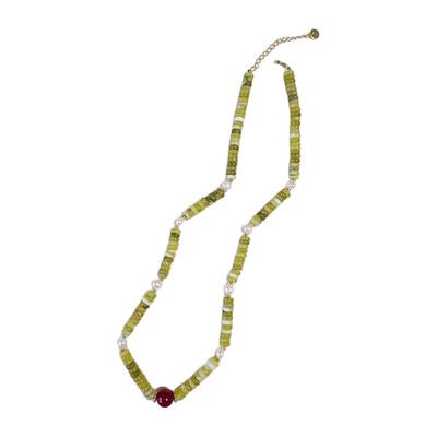 斜红叠翠|多巴胺彩色天然石串珠项链女小众高级感渐变锁骨链颈链