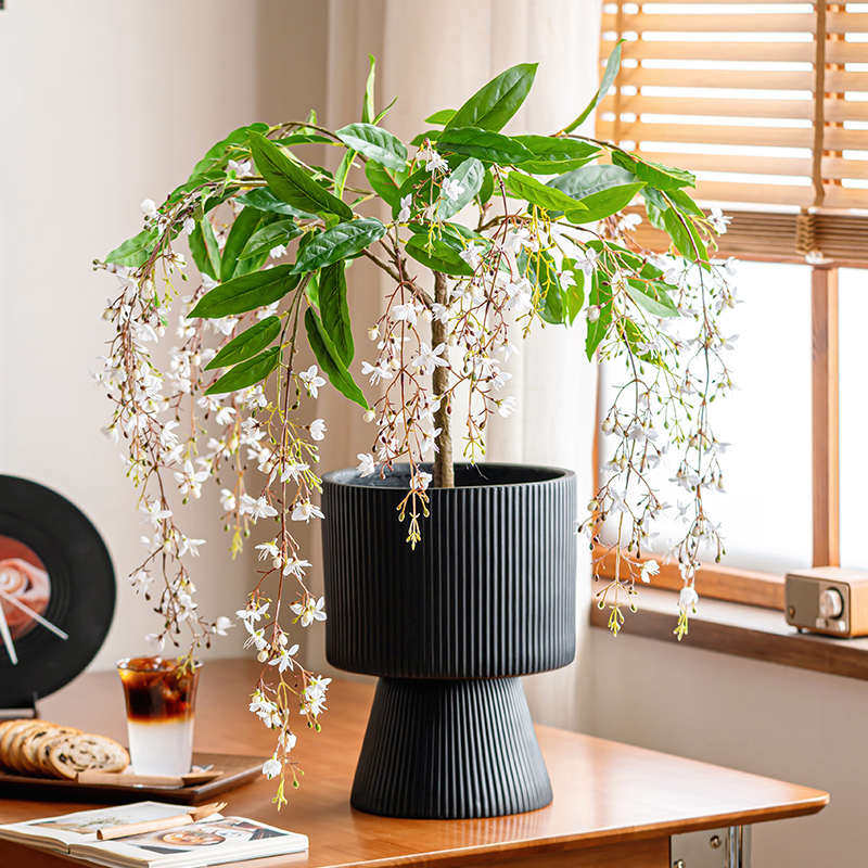 森空间仿真绿植垂丝茉莉植物装饰软装搭配原木风室内客厅落地盆栽