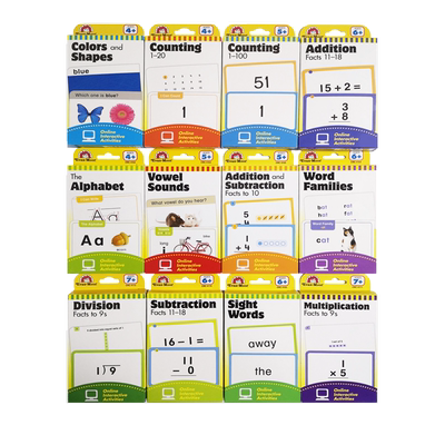 Evan-Moor The Learning Line Flashcard 闪记学习卡 3岁以上 美国加州教辅 evanmoor 少儿英语训练 颜色 数学 加减乘除运算字母表