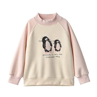 青少年加绒卫衣女童圆领休闲上衣