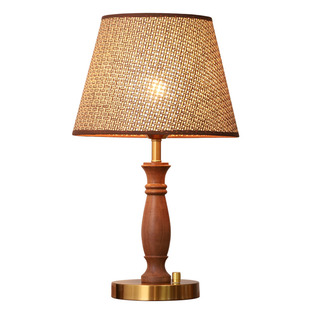 新中式台灯卧室床头灯复古温馨浪漫家用酒店黑胡桃木实木床头柜灯