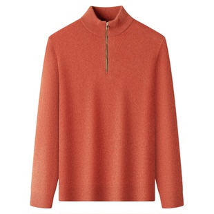 LP正品鄂尔多斯市产100%纯山羊绒男半高拉链立领纯色针织衫毛衣冬