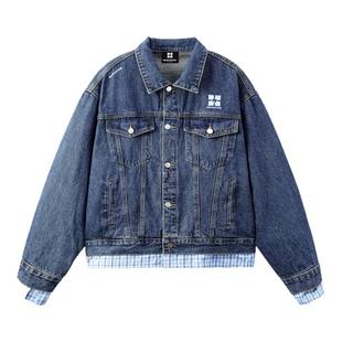 【欢乐社】MANYSTON 美式水洗翻领牛仔外套宽松青少年休闲夹克