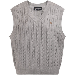 【四季绞花】暇步士2025秋季新款复古V领时尚百搭针织马甲背心女