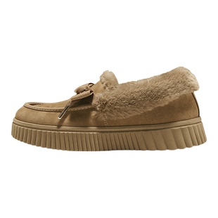 Skechers斯凯奇女鞋秋冬款复古加绒保暖绒面鞋一脚蹬休闲鞋169051