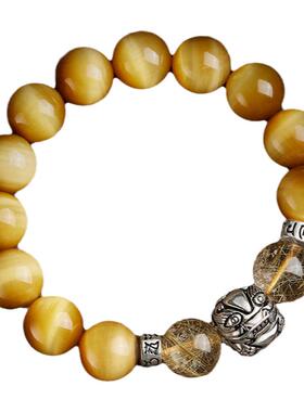 黄虎眼石手串男盘玩貔貅手链