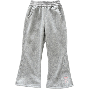 洋气童装2026秋冬款儿童女童加绒运动裤宝宝中大童时尚修身喇叭裤