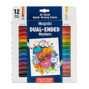 绘儿乐Crayola手绘大神系列24色双头马克笔学生手账绘画彩笔套装