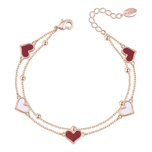 AJIDOU阿吉豆爱心手链女款贝壳手串珠轻奢精致玫瑰金生日礼物手饰