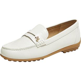 百思图秋季商场新款超软羊皮乐福鞋白色小皮鞋女单鞋RCD39CA5