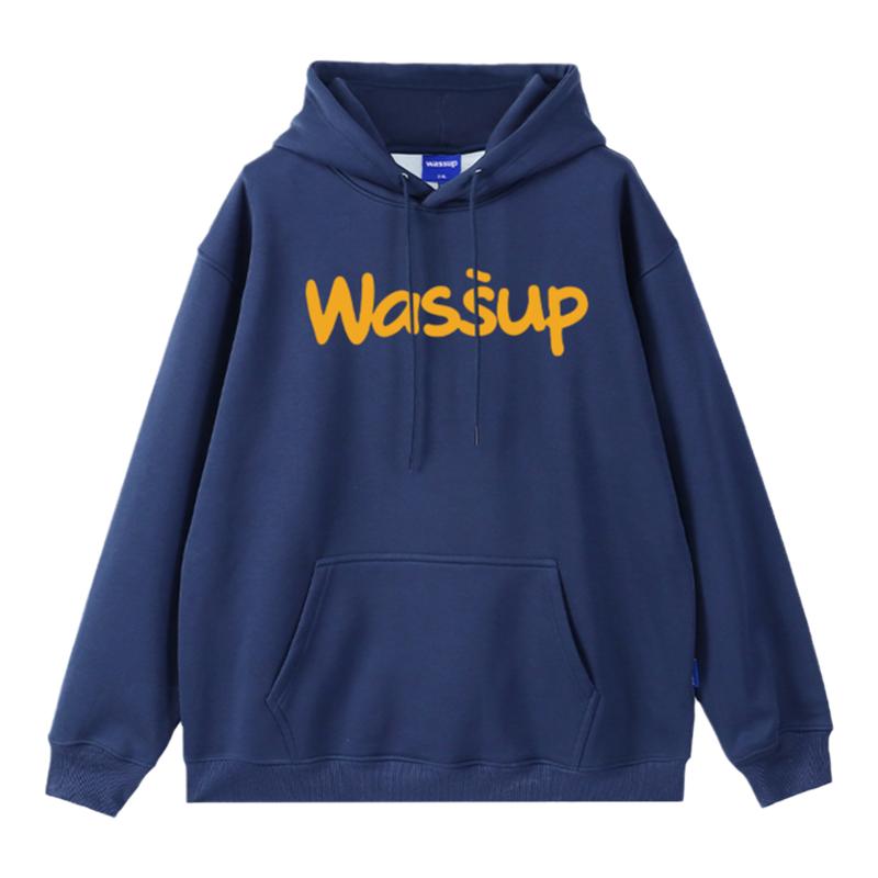 WASSUP字母卫衣男重磅连帽上衣