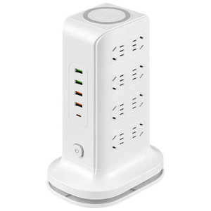 公品年魔方插座usb快充带无线充耳机可充立式塔型插排多口带长线