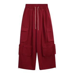 BTSG美式复古hiphop多口袋阔腿工装裤小众街舞爵士嘻哈男女休闲裤