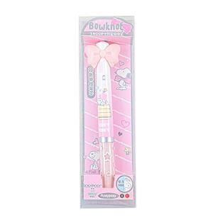 snoopy史努比双色中性笔蝴蝶结按动式笔芯黑色红色水性圆珠笔多色笔高颜值ins风木块笔0.5mm学生用签字笔周边