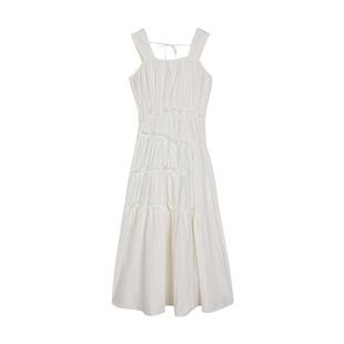 SLY 2025夏季新品海边度假风不规则花边吊带连衣裙030ISY33-2671