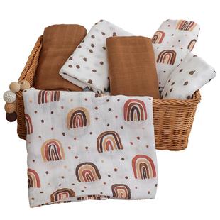 夏季薄款婴儿竹纤维双层浴巾小方巾毯子新生儿童盖毯纱巾毯子包巾