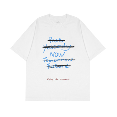 享受当下|创意短袖T恤男女潮牌趣味宽松纯棉半袖衣服短袖男女同款