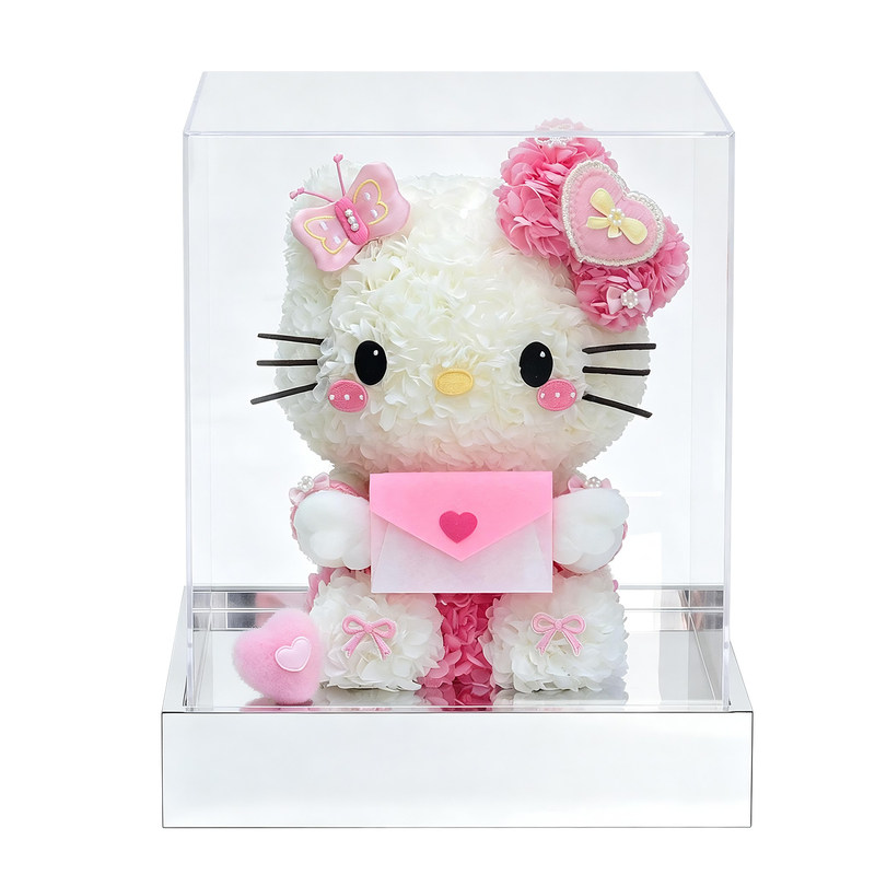 永生花HelloKitty玩偶粉色可爱花束生日礼物摆件纪念日送闺蜜节日
