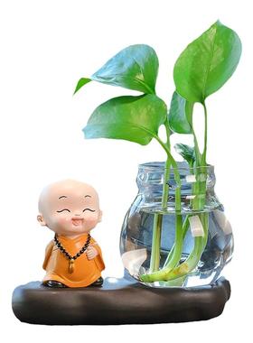 慧能小和尚家居客厅创意飘窗办公桌面小摆设水培花瓶器皿装饰摆件