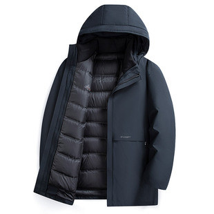 【鹅绒】雅鹿可拆卸内胆羽绒服男中老年加厚保暖爸爸装冬季外套男