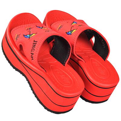 夏季高跟凉拖鞋晶安坡跟女士