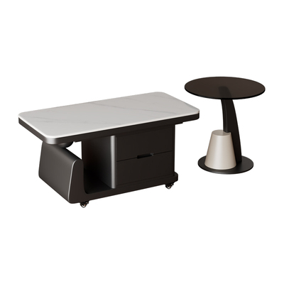 意式轻奢极简岩板茶几组合