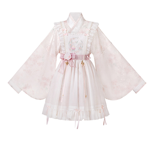 汉元素连衣裙春装白桃春事改良汉服小个子吊带裙粉色日常国风套装