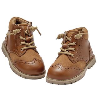 戴维贝拉童鞋儿童马丁靴秋冬季新款男童皮靴女童靴子小童大黄靴