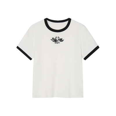 UOOYAA/乌丫天鹅刺绣RingerT恤