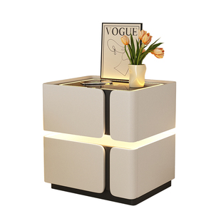 全实木智能床头柜小型创意家用卧室2025爆款轻奢高级收纳床边柜子