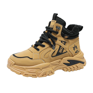 德国骆驼动感马丁靴男士冬季加绒厚东北大棉鞋高帮工装运动登山鞋