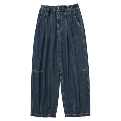 秋冬日杂风牛仔裤阔腿裤长裤潮男