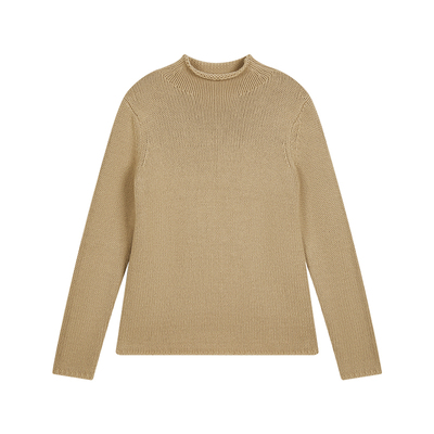 440ME羊毛混纺卷边圆领毛衣