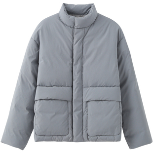 KUYIOU/蓬松饱满90绒 宽松挺廓立领极简保暖夹克面包羽绒服男 Y07