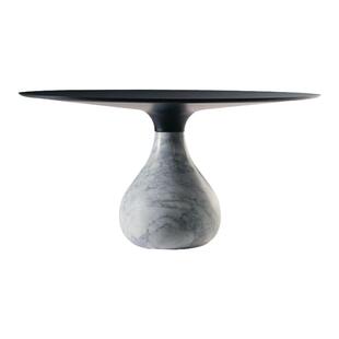 YM亿美现代轻奢天然大理石罗奇堡餐桌高端别墅家用玻璃钢水滴圆桌