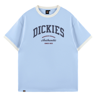 Dickies天蓝色短袖t恤女2026夏季新款撞色设计感小众衣服体恤衫1A